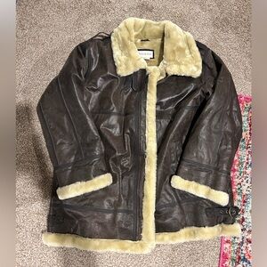 Venezia Dark Brown 100% Leather Jacket with Fur Accents